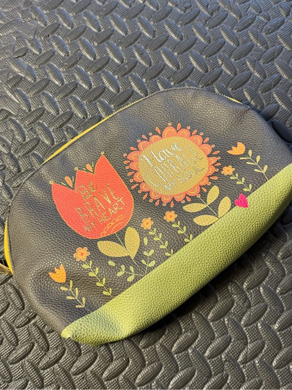 Natural Life Floral Boho Cosmetic/Travel Pouch Be Brave Have Courage Large Bag